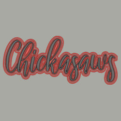 Chickasaws 3D Puffy Embroidery- Red Outline and Black Puffy Design