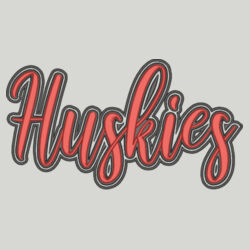 Huskies-3D Puffy Embroidery- Black Outline and Red Puffy Design