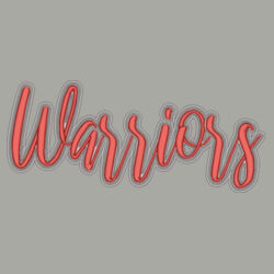 Warriors- 3D Puffy Embroidery- Grey Outline and Red Puffy   Design
