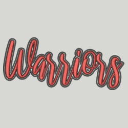 Warriors- 3D Puffy Embroidery- Black Outline and Red Puffy Design