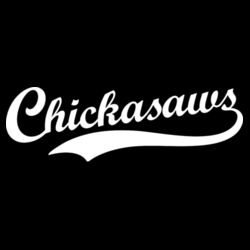 Chickasaws White Puffy Cut Vinyl- Varsity Stripe Color Block Drop Shoulder Sweatshirt Design