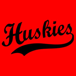 Huskies Black  Puffy Cut Vinyl- Varsity Stripe Color Block Drop Shoulder Sweatshirt Design