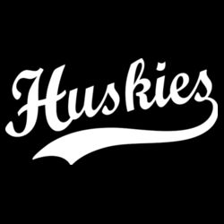 Huskies White Puffy Cut Vinyl- Varsity Stripe Color Block Drop Shoulder Sweatshirt Design