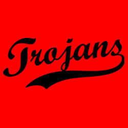 Trojans Black Puffy Cut Vinyl- Varsity Stripe Color Block Drop Shoulder Sweatshirt Design