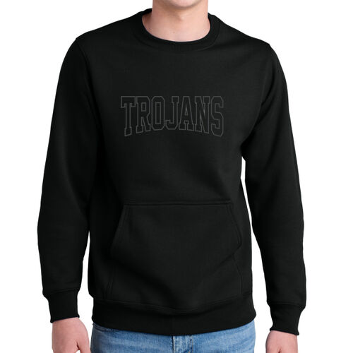 Black Glitter with Embroidered Trojans Applique- Pocket Crewneck Thumbnail
