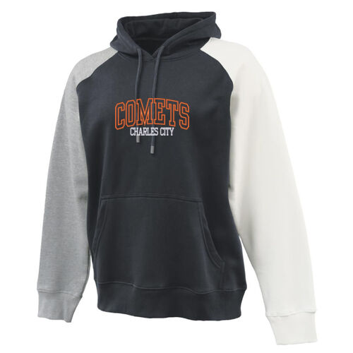 Color Block Hooded Sweatshirt- Comets Glitter Applique with Embrodiery Thumbnail