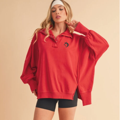 Huskies Head Embroidered on Left Chest- Tamika Henley Sweatshirt Thumbnail