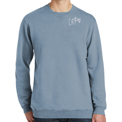 Port & Co™ Beach Wash® Garment-Dyed Crewneck Sweatshirt- Let Them Collar Emb Thumbnail