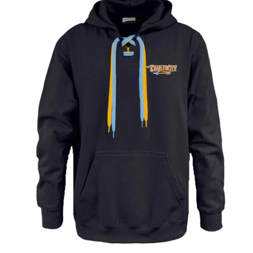 Charles City Embroidered Left Chest- Faceoff Hoodie-YOU PICK LACE COLORS Thumbnail