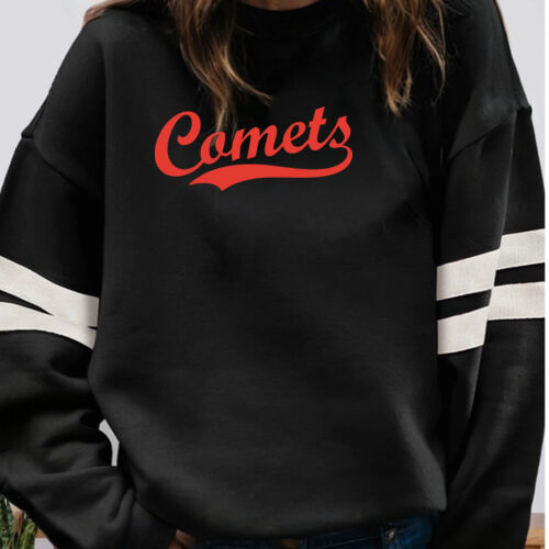 Comets Orange Puffy Cut Vinyl- Varsity Stripe Color Block Drop Shoulder Sweatshirt Thumbnail